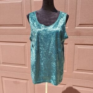 Cervelle Green Crushed Velvet Tank Top Size Large Women's EUC